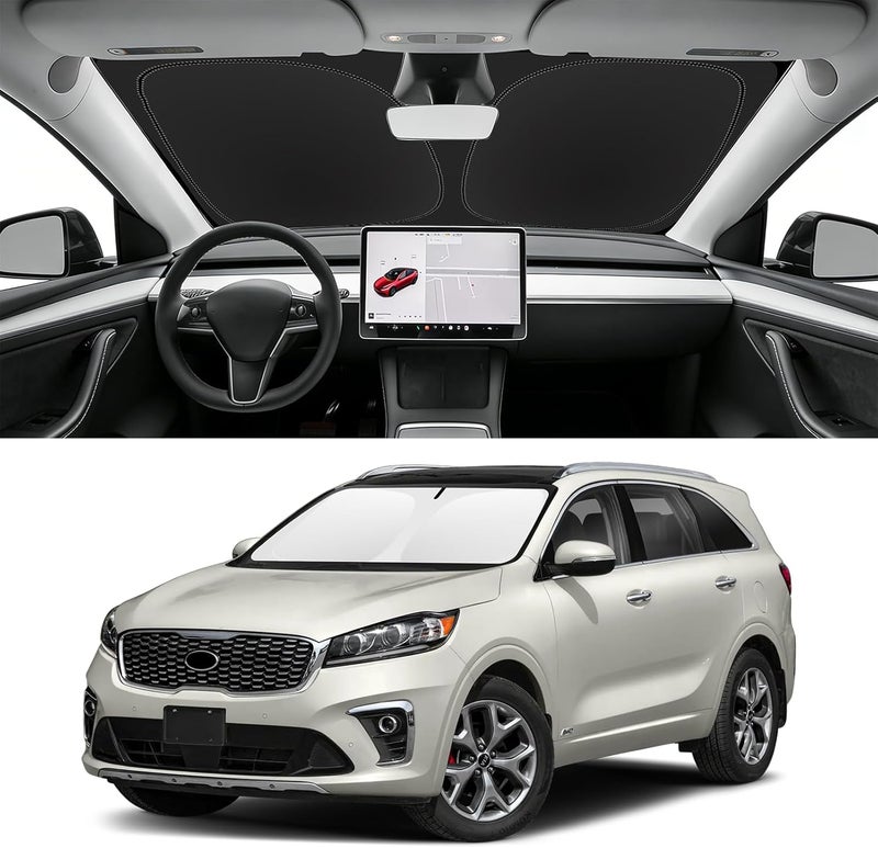 SLOGENTO Custom Fit Windshield Sun Shade for Kia Sorento 2016-2020, Blocks UV & Heat, Front Window Sunshade, Easy Fold & Store - Image 1